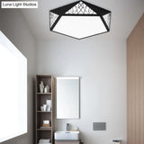 Modern Acrylic Led Ceiling Lamp | Slim Panel Pentagon Flush Mount Child Bedroom