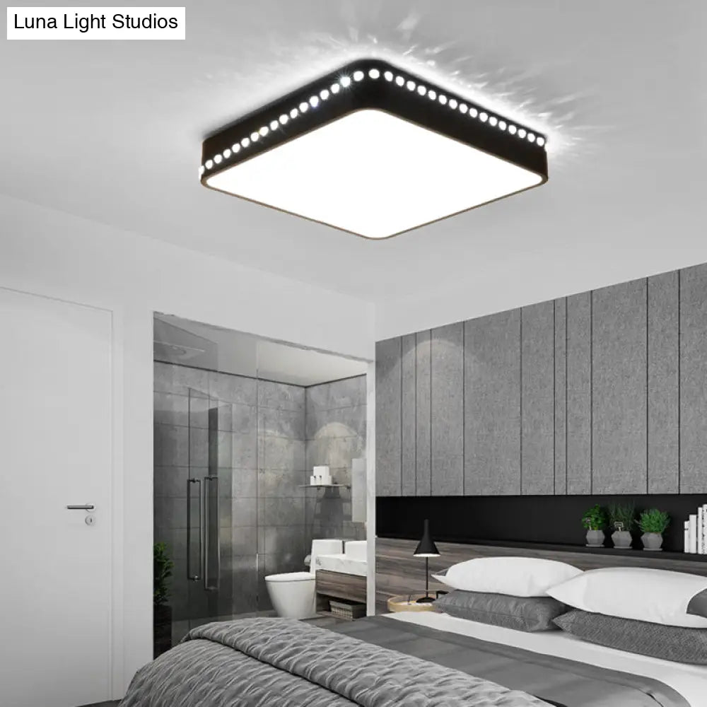 Modern Acrylic Led Ceiling Lamp With Crystal Accents - Available In Black White And Gold Finish