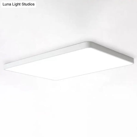 Modern Acrylic Led Ceiling Light Fixture For Living Room - Rectangular Flush Macaron Design White /