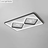 Modern Acrylic Led Ceiling Light Fixture In Black Square/Rectangular Flush Mount White/Warm