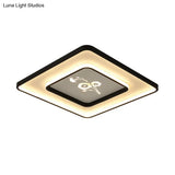 Modern Acrylic Led Ceiling Light Fixture In Black Square/Rectangular Flush Mount White/Warm