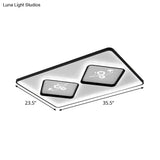 Modern Acrylic Led Ceiling Light Fixture In Black Square/Rectangular Flush Mount White/Warm