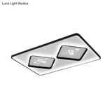 Modern Acrylic Led Ceiling Light Fixture In Black Square/Rectangular Flush Mount White/Warm