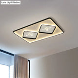 Modern Acrylic Led Ceiling Light Fixture In Black Square/Rectangular Flush Mount White/Warm