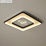 Modern Acrylic Led Ceiling Light Fixture In Black Square/Rectangular Flush Mount White/Warm