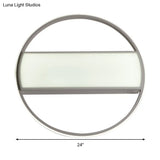 Modern Acrylic Led Ceiling Light For Stairway - Rectangle Flush Mount In Black Or White 16-24’ Wide