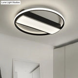 Modern Acrylic Led Ceiling Light For Stairway - Rectangle Flush Mount In Black Or White 16-24’ Wide
