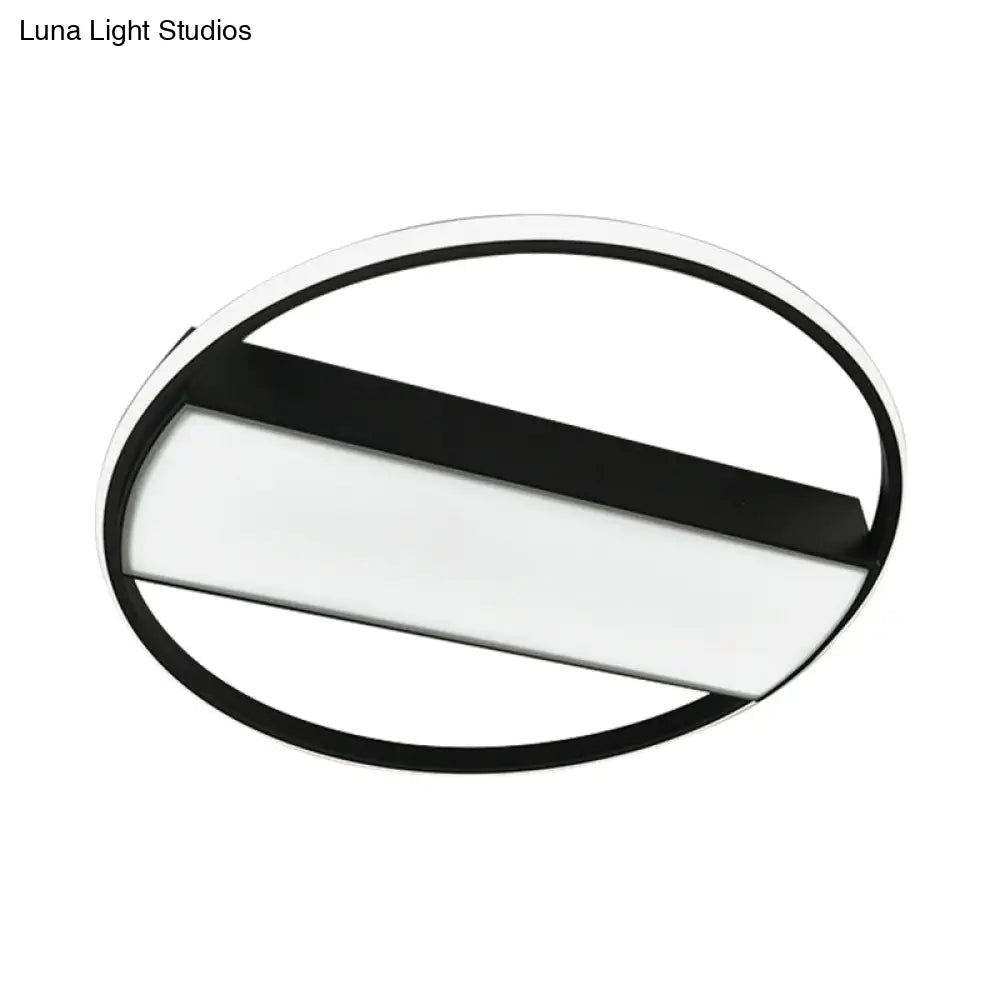 Modern Acrylic Led Ceiling Light For Stairway - Rectangle Flush Mount In Black Or White 16-24’ Wide