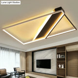 Modern Acrylic Led Ceiling Light: Rectangle Lounge Flush Mount In Black & White