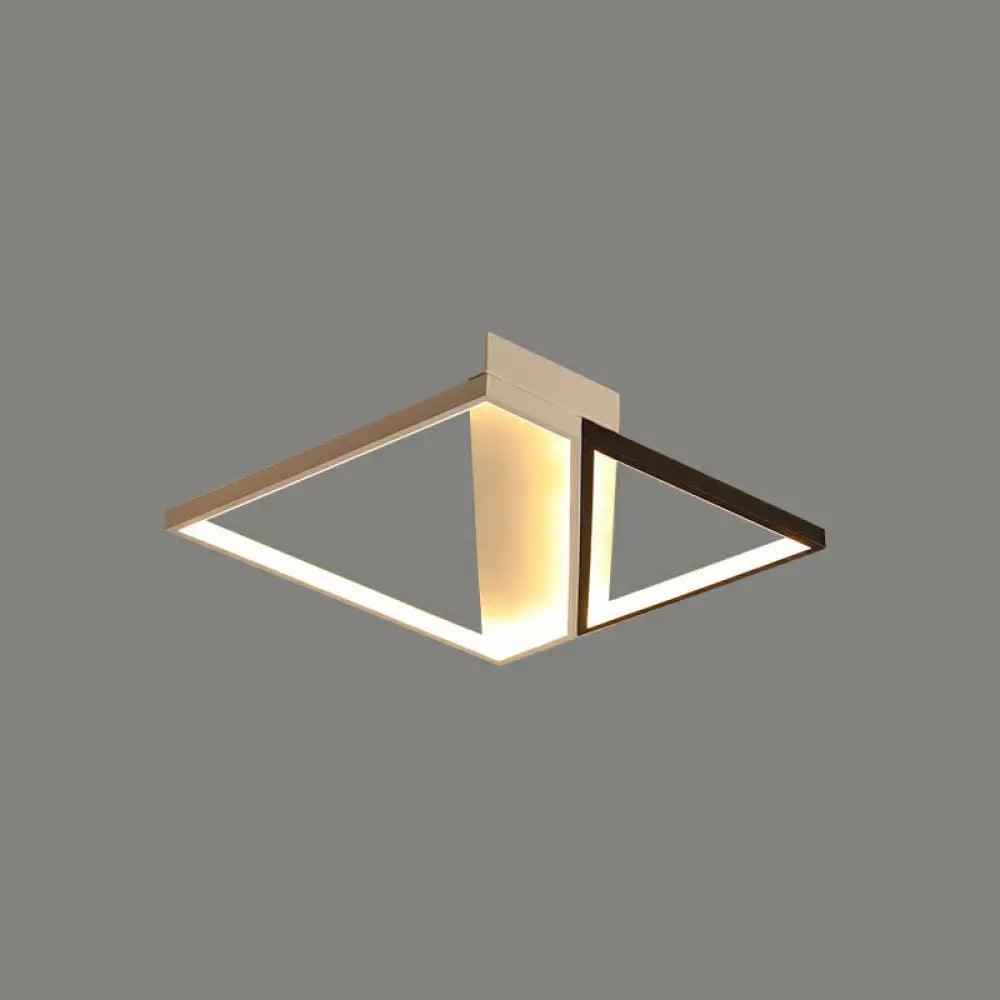Modern Acrylic Led Ceiling Light: Rectangle Lounge Flush Mount In Black & White / 16.5’ Third Gear