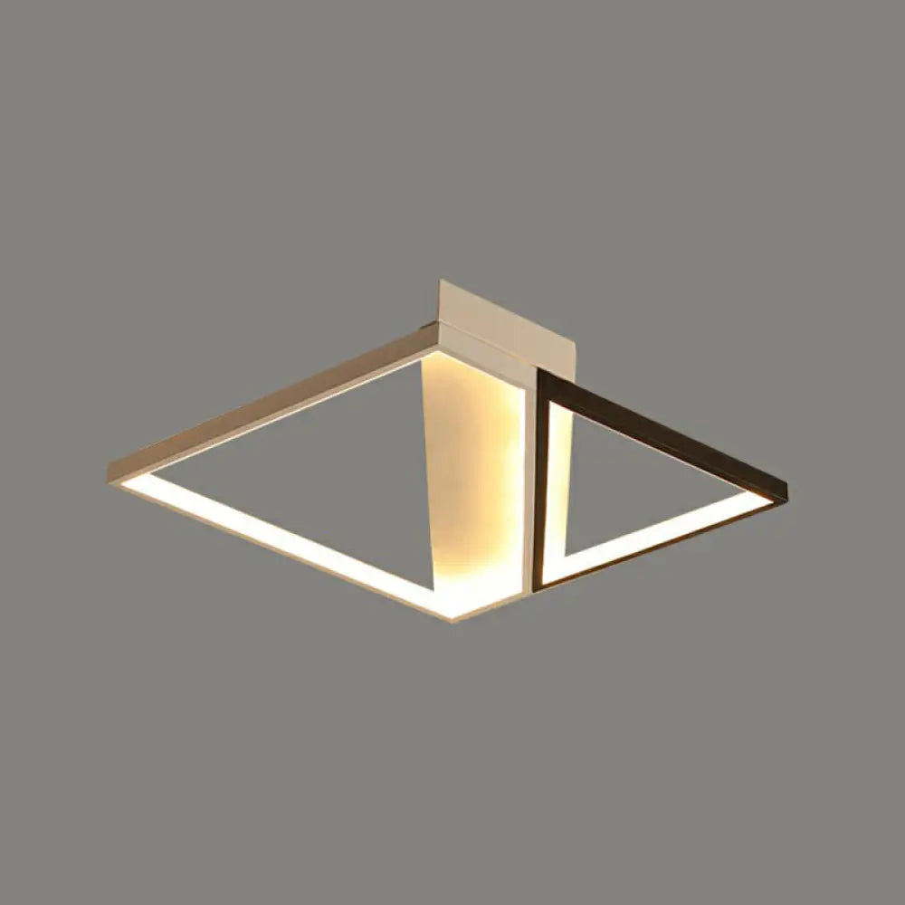 Modern Acrylic Led Ceiling Light: Rectangle Lounge Flush Mount In Black & White / 20.5’ Third Gear