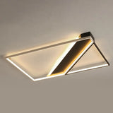 Modern Acrylic Led Ceiling Light: Rectangle Lounge Flush Mount In Black & White / 35.5’ Third Gear