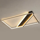 Modern Acrylic Led Ceiling Light: Rectangle Lounge Flush Mount In Black & White / 41’ Remote