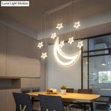Modern Acrylic Led Ceiling Light With Moon And Stars Design - Perfect For Dining Room Kitchen