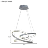 Modern Acrylic Led Chandelier Lighting: Seamless Curve Pendant Lamp In White/Warm Light - Grey