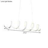 Modern Acrylic Led Chandelier Pendant Light In Coiled White - Warm/White/Natural Lighting For