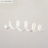 Modern Acrylic Led Chandelier Pendant Light In Coiled White - Warm/White/Natural Lighting For