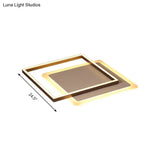 Modern Acrylic Led Coffee Flush Mount Lamp - 16.5’/20.5’/24.5’ Wide Rectangular Warm/White Light