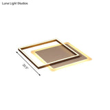 Modern Acrylic Led Coffee Flush Mount Lamp - 16.5’/20.5’/24.5’ Wide Rectangular Warm/White Light