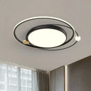 Modern Acrylic Led Flush Ceiling Light Fixture For Bedroom - Circular Design Black / 19.5 White