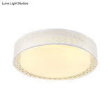 Modern Acrylic Led Flush Ceiling Light In White For Adult Bedroom With Hollow Round Design