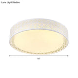 Modern Acrylic Led Flush Ceiling Light In White For Adult Bedroom With Hollow Round Design