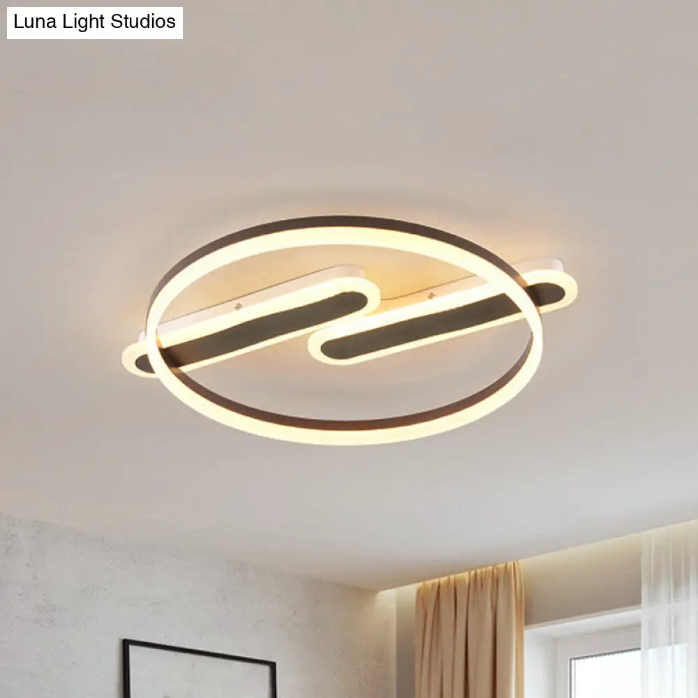 Modern Acrylic Led Flush Light With Black Mount – Dual Canopy Warm/White