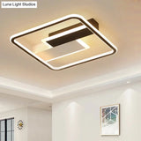 Modern Acrylic Led Flush Mount Ceiling Lamp - Black Warm/White Light 19.5’/37.5
