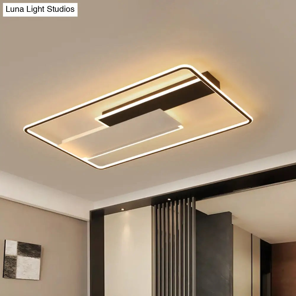Modern Acrylic Led Flush Mount Ceiling Lamp - Black Warm/White Light 19.5’/37.5