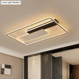 Modern Acrylic Led Flush Mount Ceiling Lamp - Black Warm/White Light 19.5’/37.5