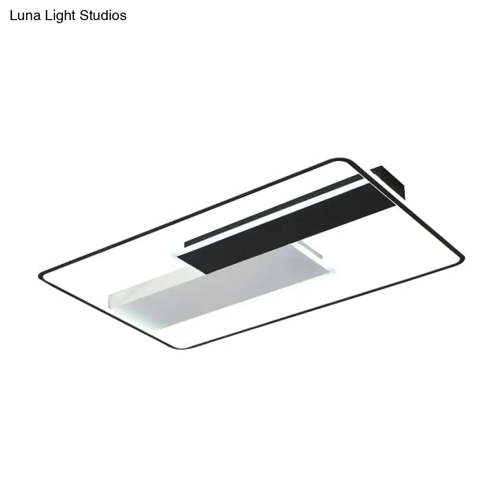 Modern Acrylic Led Flush Mount Ceiling Lamp - Black Warm/White Light 19.5’/37.5