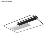 Modern Acrylic Led Flush Mount Ceiling Lamp - Black Warm/White Light 19.5’/37.5