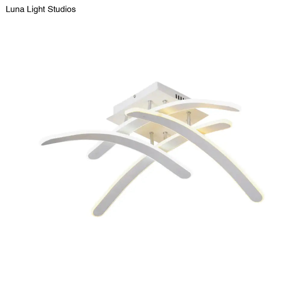 Modern Acrylic Led Flush Mount Ceiling Light In Warm/White - Cross Bedroom Lamp
