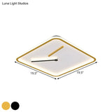 Modern Acrylic Led Flush Mount Lamp - Black/Gold Warm/White Light 16’/19.5’ Wide