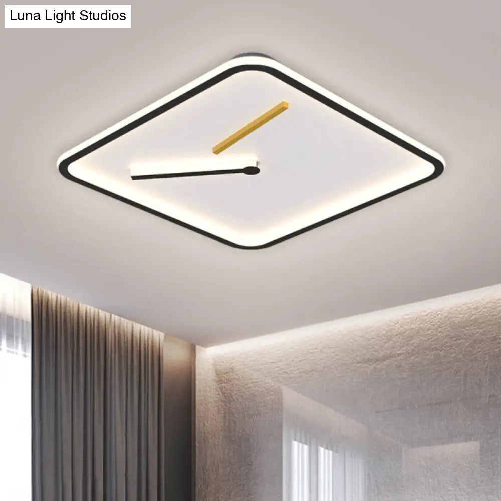 Modern Acrylic Led Flush Mount Lamp - Black/Gold Warm/White Light 16’/19.5’ Wide
