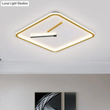 Modern Acrylic Led Flush Mount Lamp - Black/Gold Warm/White Light 16’/19.5’ Wide