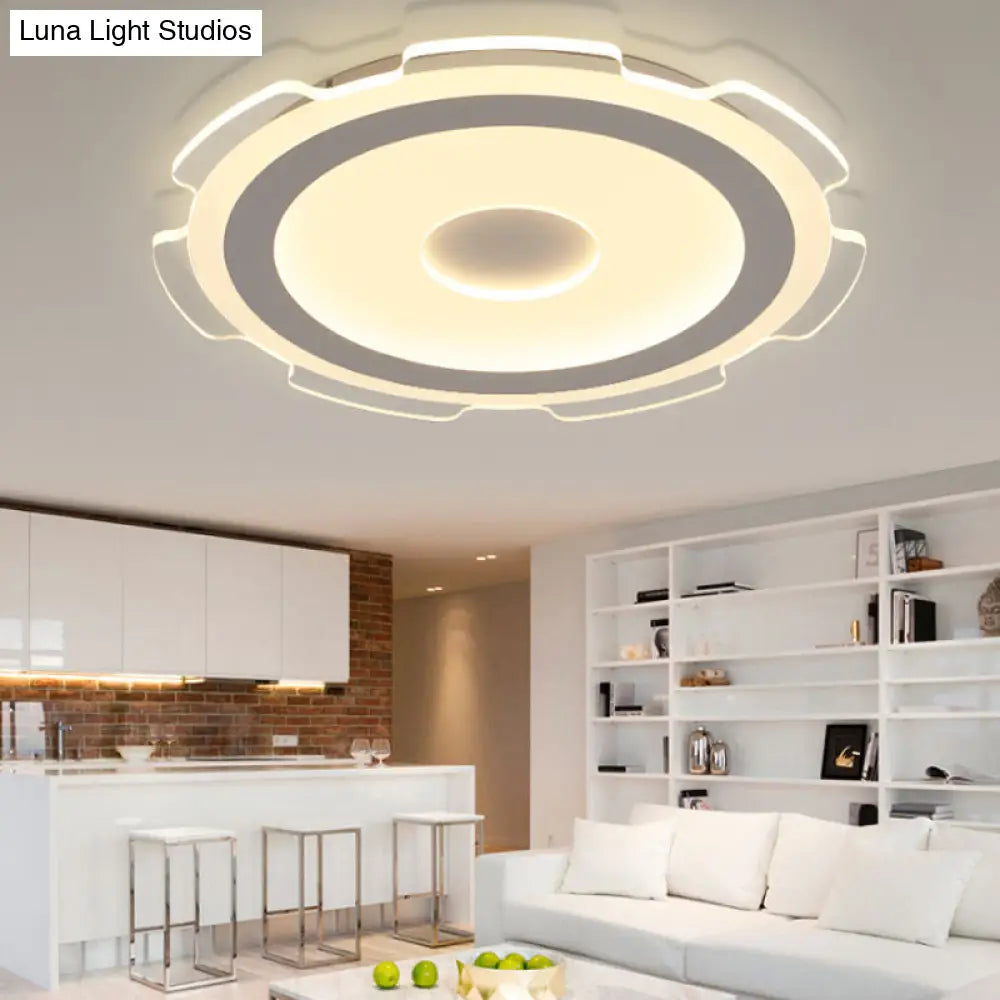 Modern Acrylic Led Flush Mount Light - 16.5/20.5/24.5 Wide Warm/White Perfect For Living Rooms White