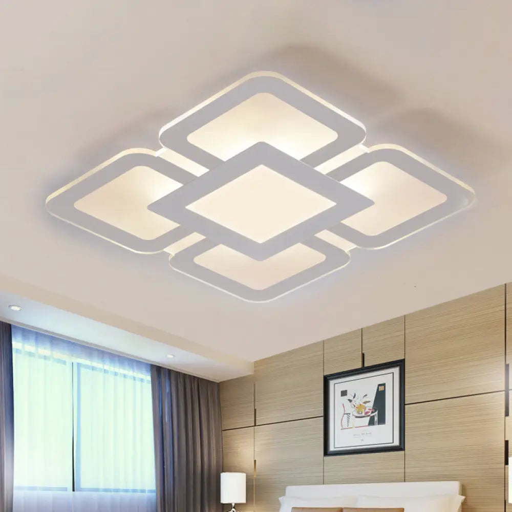 Modern Acrylic Led Flushmount Light In White - Available Various Sizes / 16.5’