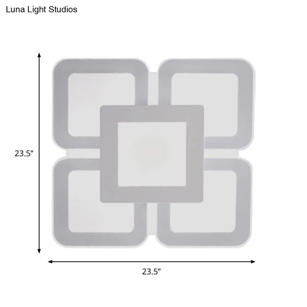 Modern Acrylic Led Flushmount Light In White - Available Various Sizes