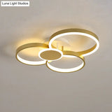 Modern Acrylic Led Gold Ceiling Light Fixture - Semi - Flush Mount Round Shape Warm/White