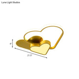 Modern Acrylic Led Gold Flush Mount Ceiling Light With Heart Design For Bedroom