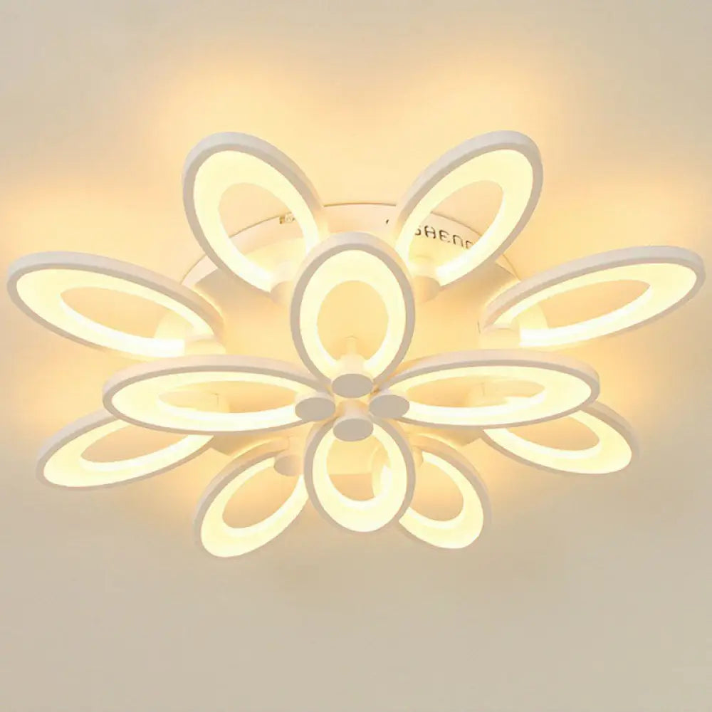 Modern Acrylic Led Semi Flush Mount Ceiling Light - Ideal For Living Room 12 / White