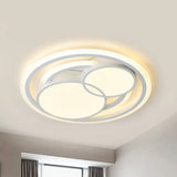 Modern Acrylic Led Snowman Ceiling Light In White For Study Room / 16.5’ Warm