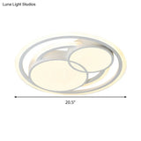 Modern Acrylic Led Snowman Ceiling Light In White For Study Room