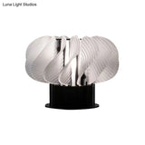 Modern Acrylic Led Table Lamp With Curved Panel Spiral Design In White And Black