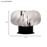 Modern Acrylic Led Table Lamp With Curved Panel Spiral Design In White And Black