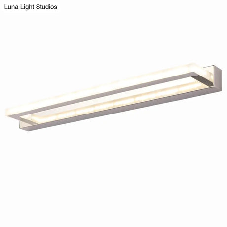 Modern Acrylic Led Vanity Sconce - Rectangular Wall Mounted Lamp (Chrome)