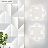 Modern Acrylic Led Wall Sconce - Black/White Jigsaw Design Warm/White Light Living Room
