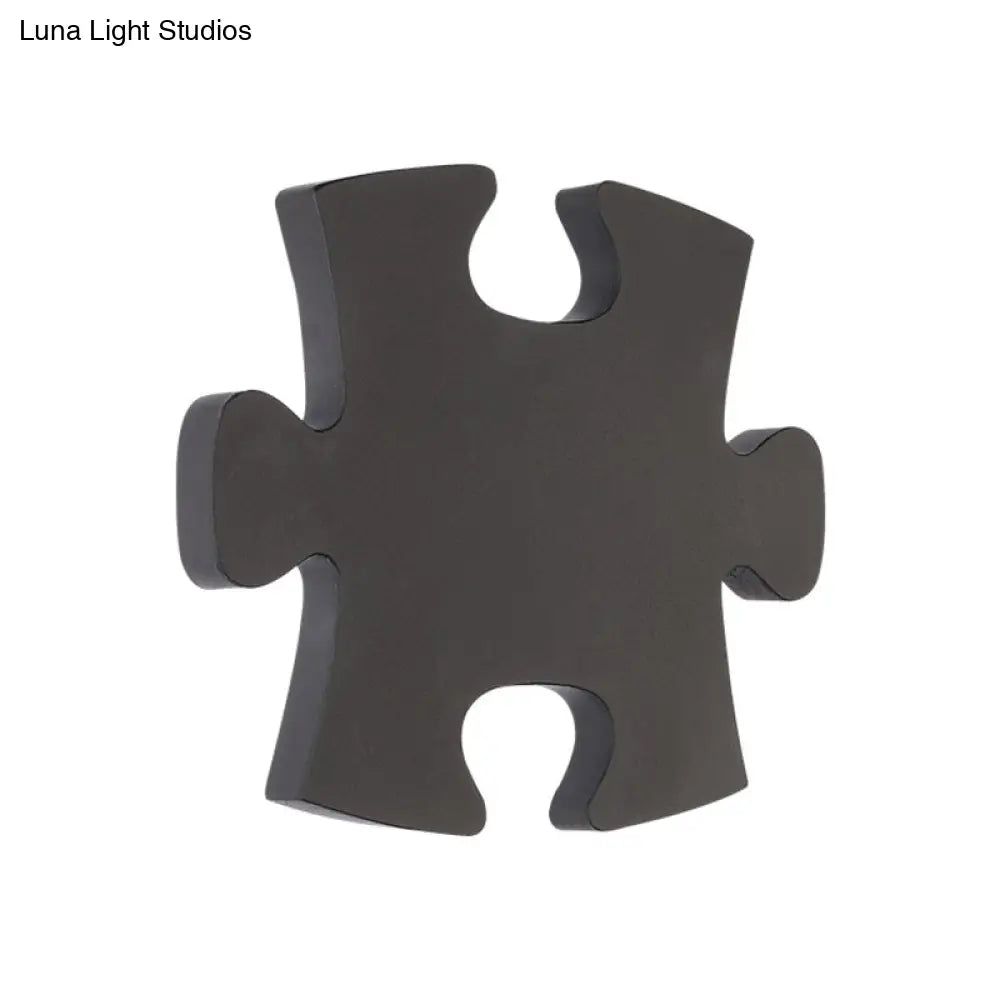 Modern Acrylic Led Wall Sconce - Black/White Jigsaw Design Warm/White Light Living Room