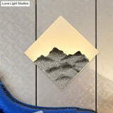 Modern Acrylic Led Wall Sconce - Mountain Pattern Rhombus Mural Design Silver/Gold Bedroom Lighting